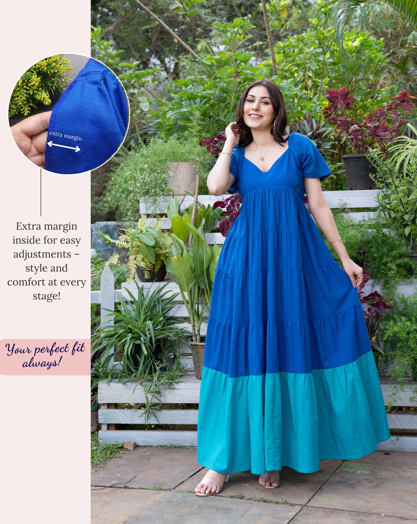 Ocean Blue Cotton Long Dress