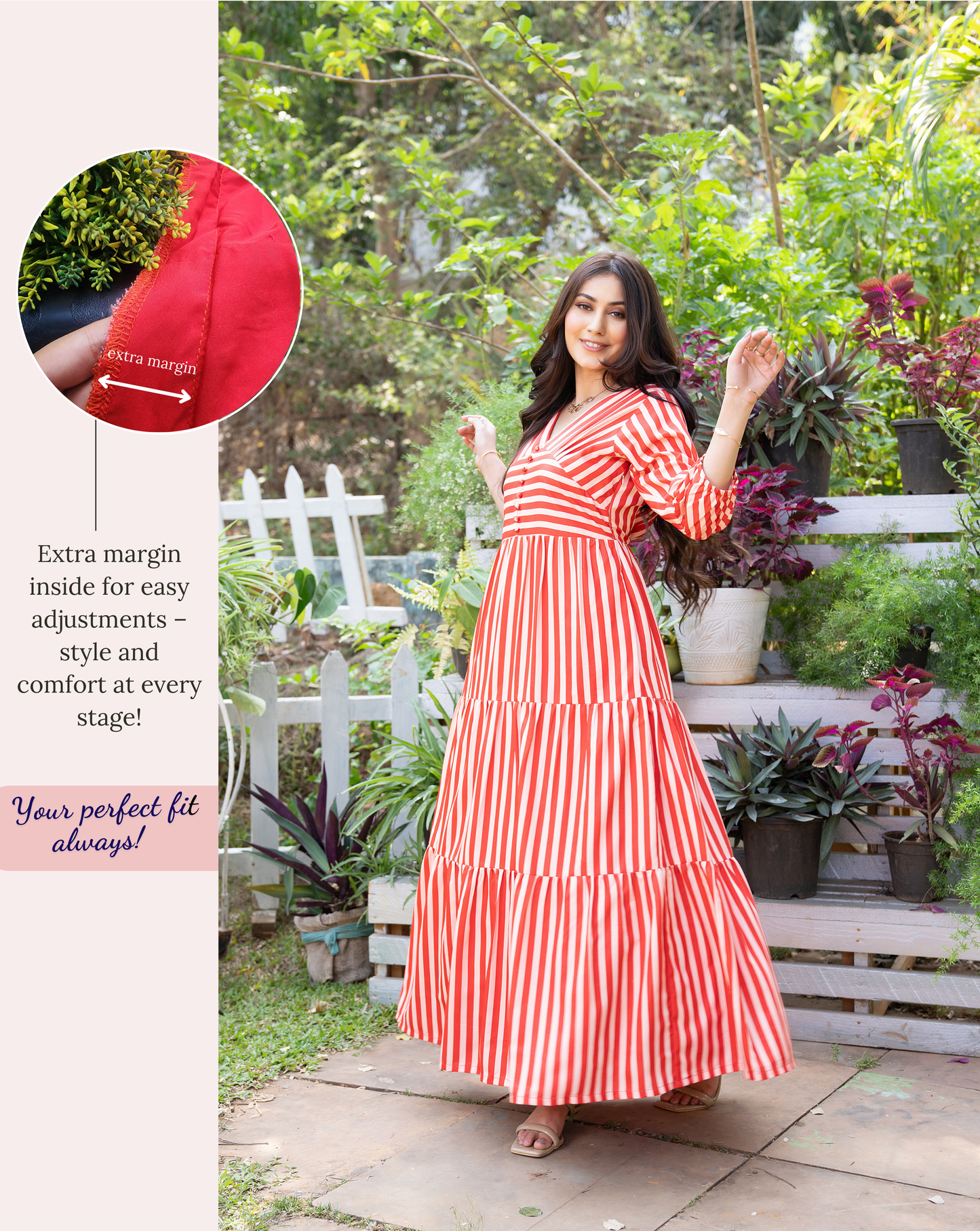Orange Stripes Long Dress