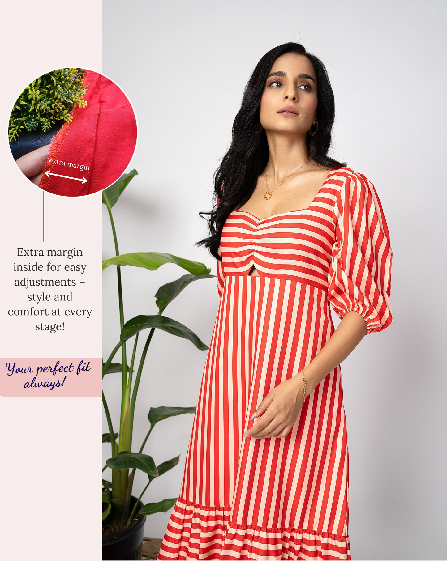 Coral Streaks Long Dress