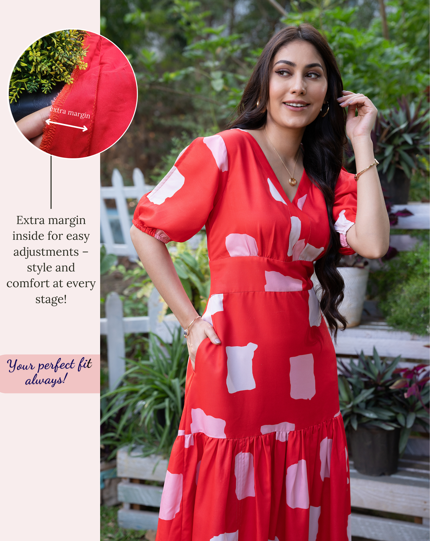Crimson Printed Long Dress