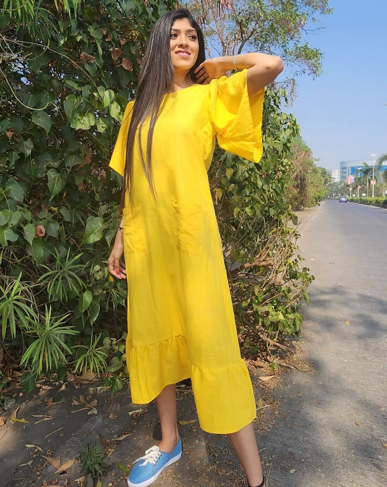 Mango Yellow Midi Dress