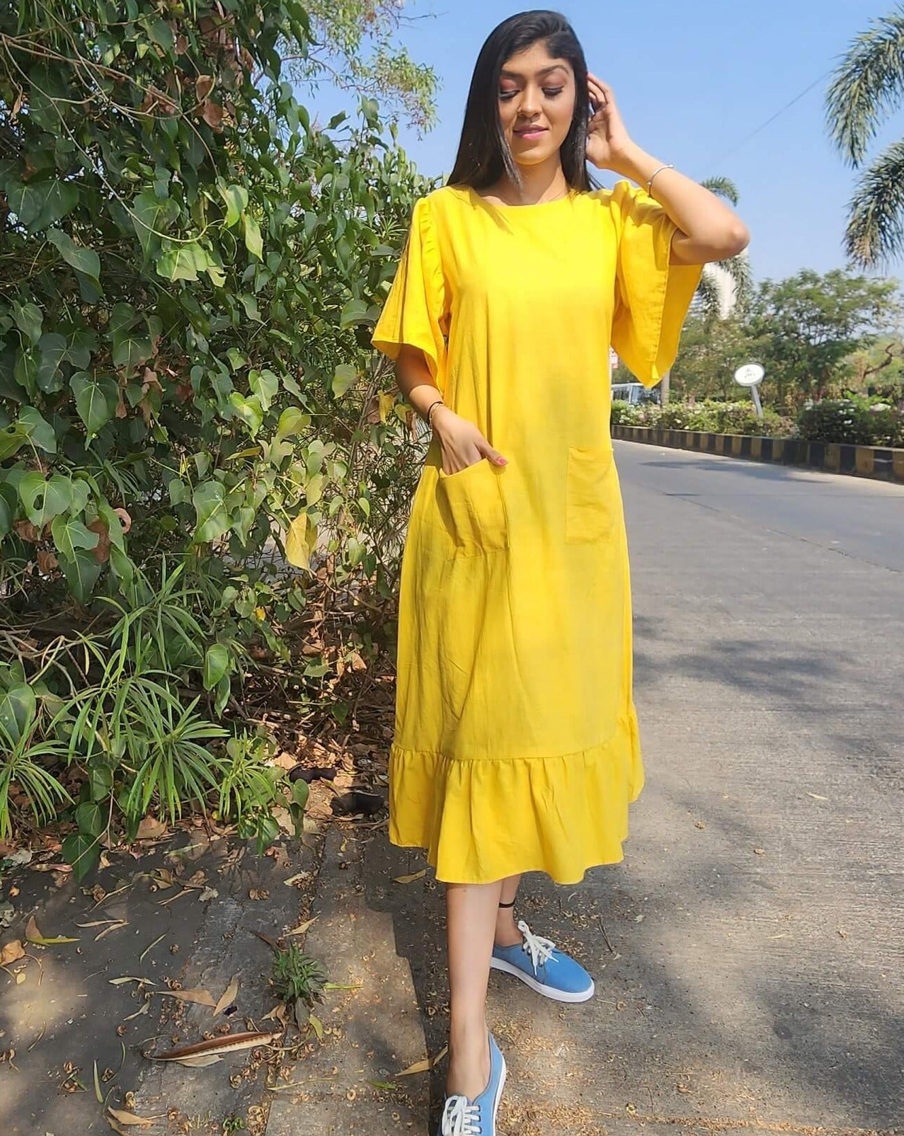 Mango Yellow Midi Dress