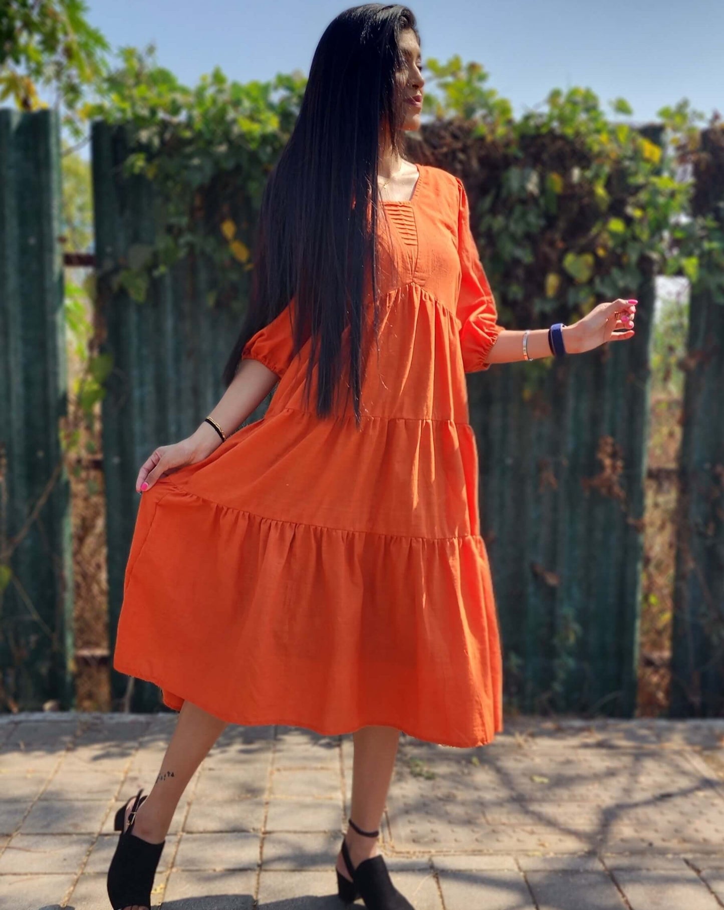 Orange Slush Midi Dress
