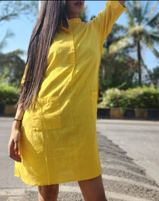 Golden Yellow Short Dress