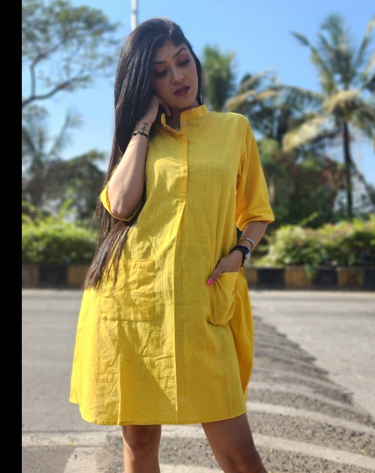 Golden Yellow Short Dress