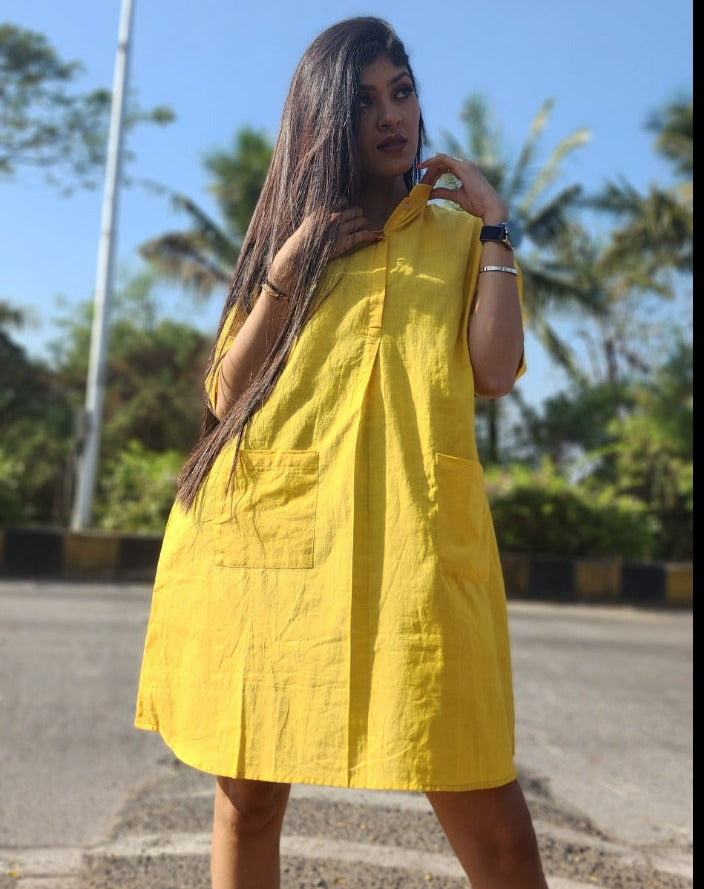 Golden Yellow Short Dress