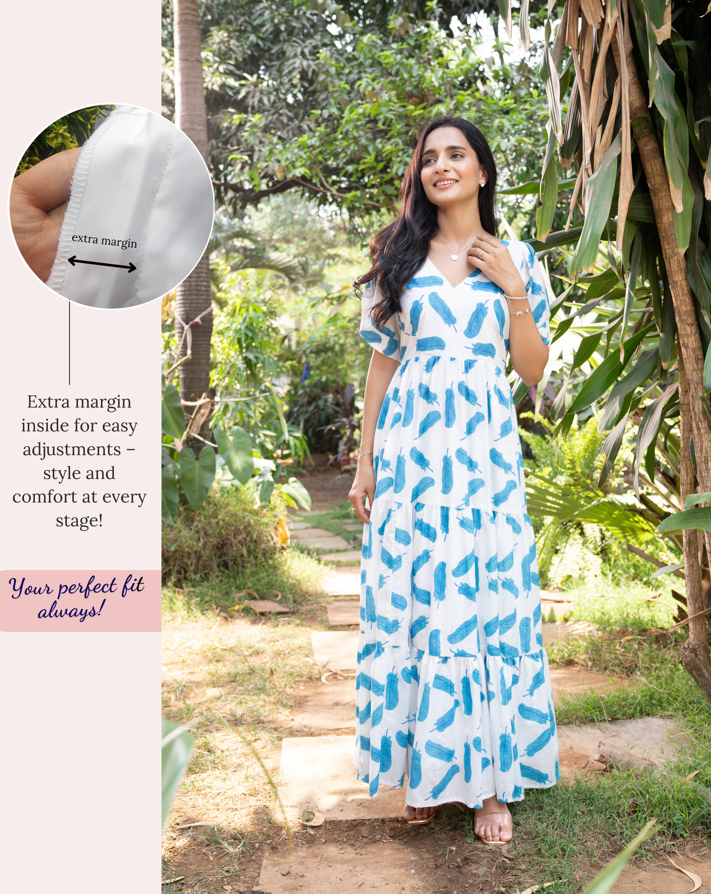 Feather Cotton Long Dress
