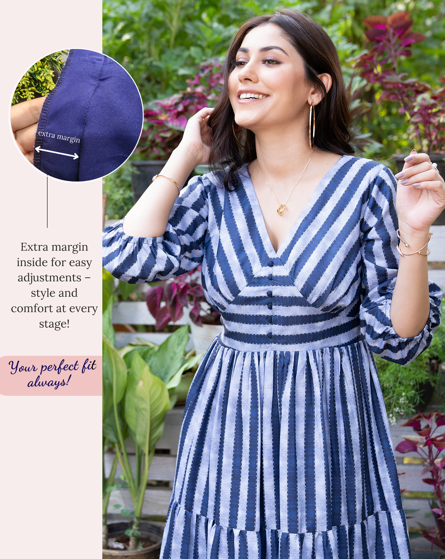Navy Stripe Long Dress