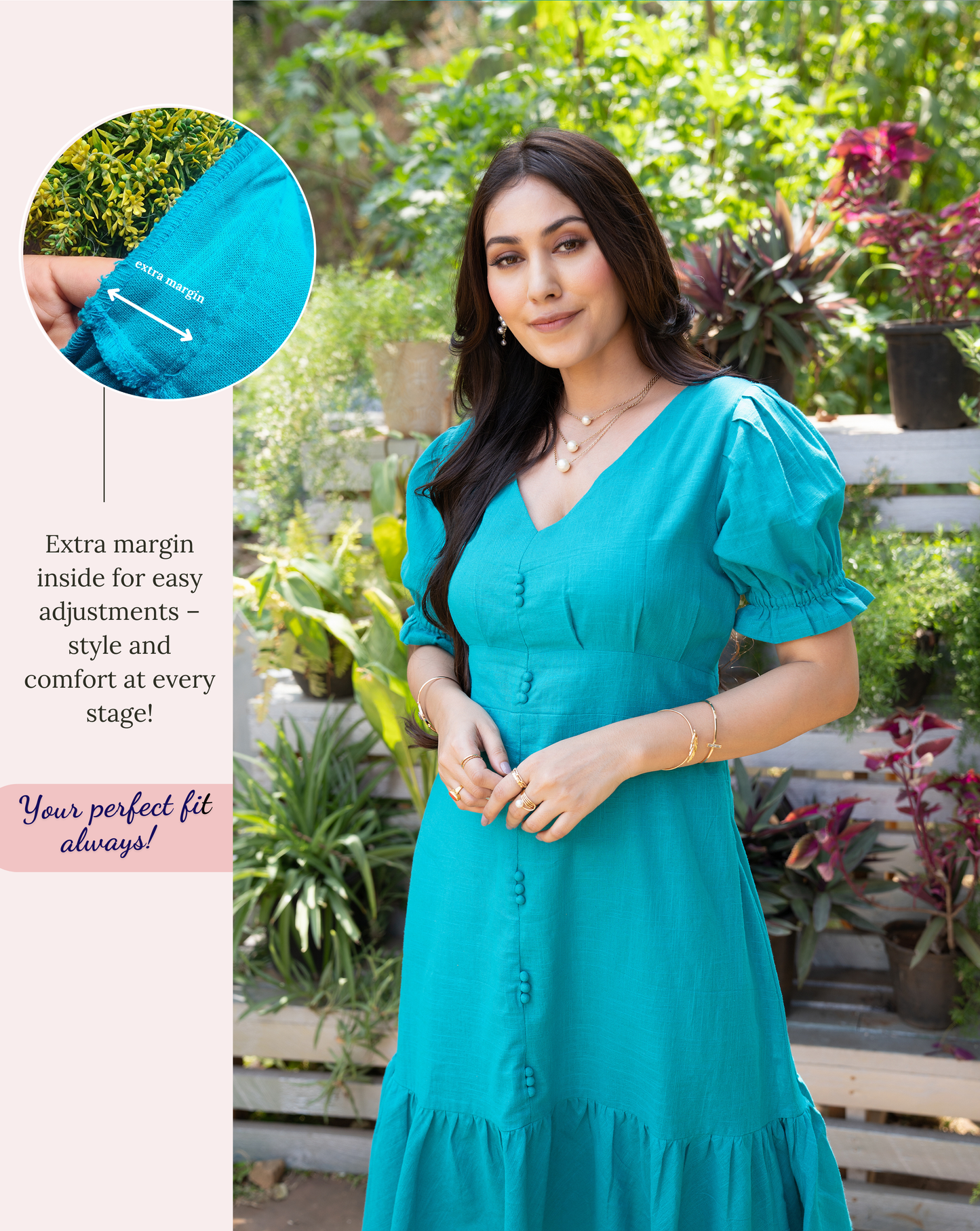 Teal Blue Cotton Short Dress