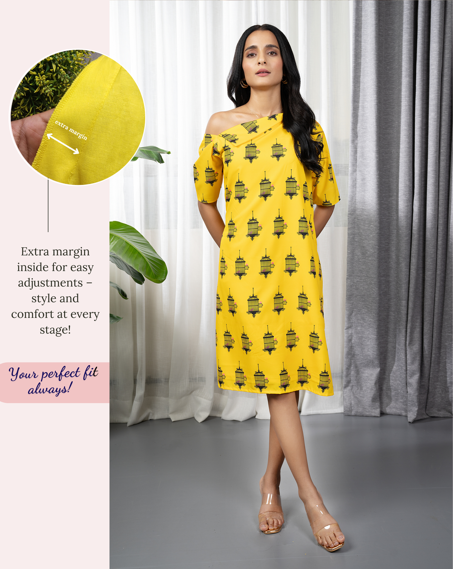Yellow Pinjra Short Dress