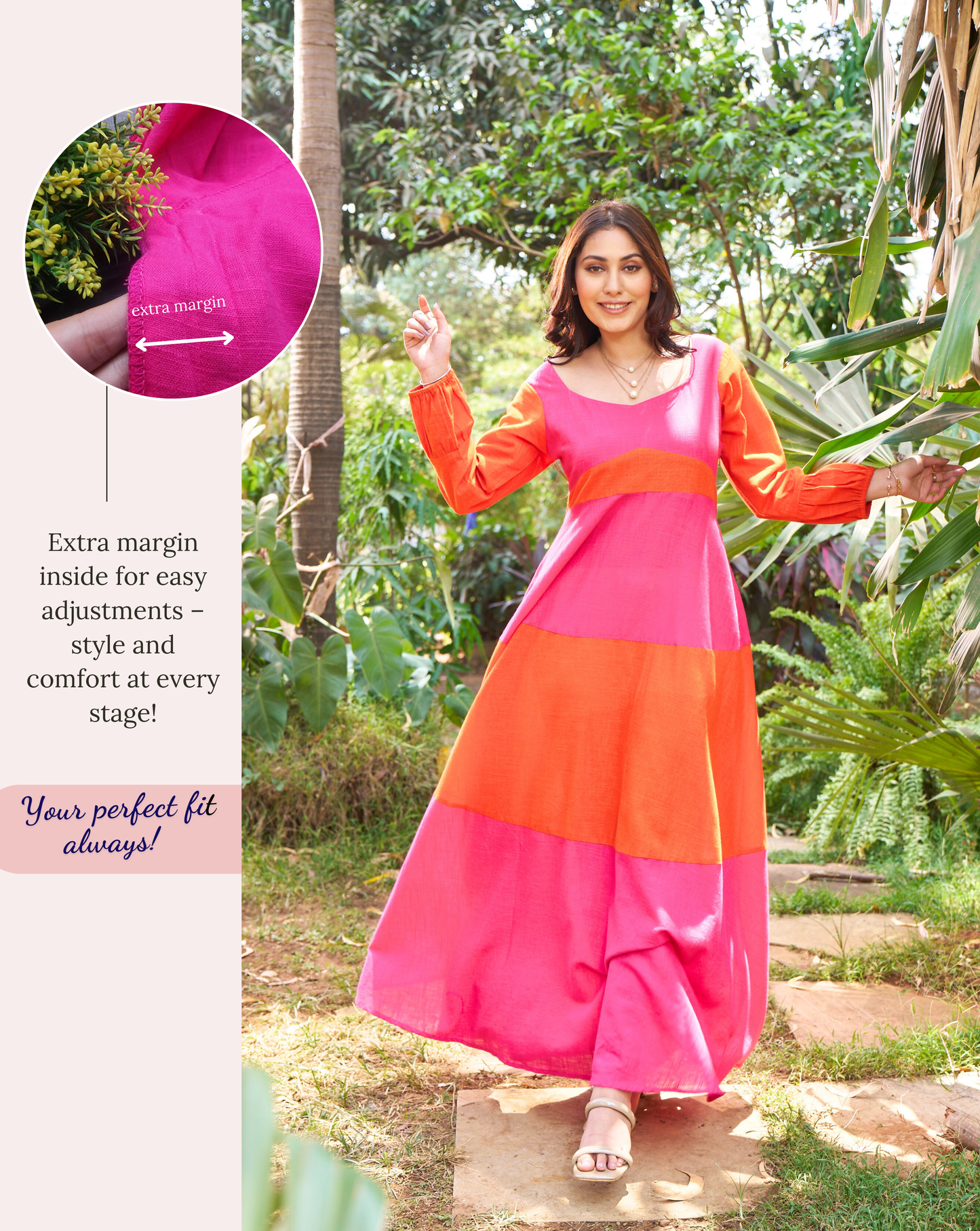 Pink Poppin Cotton Long Dress