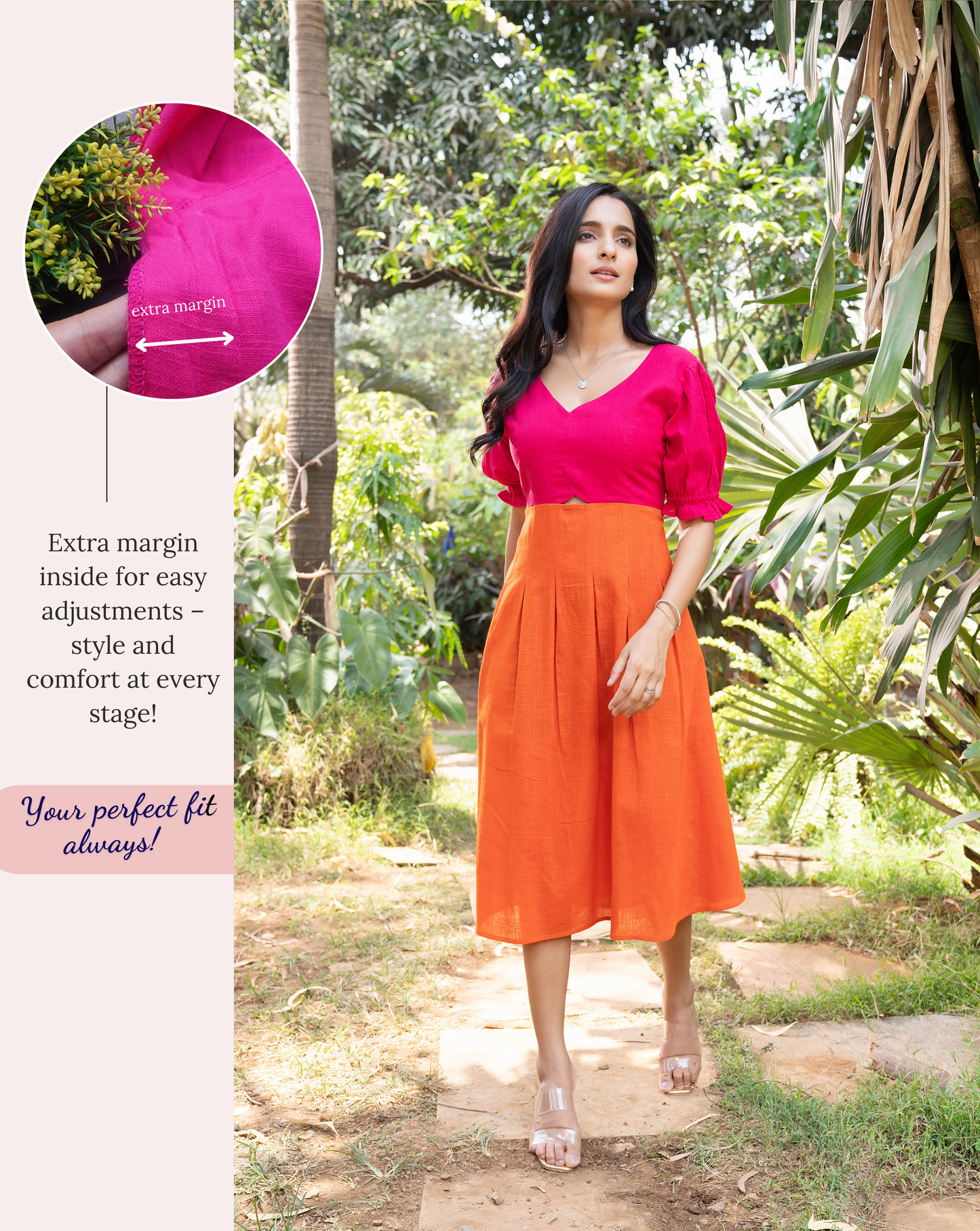 Pink Tango Cotton Midi Dress