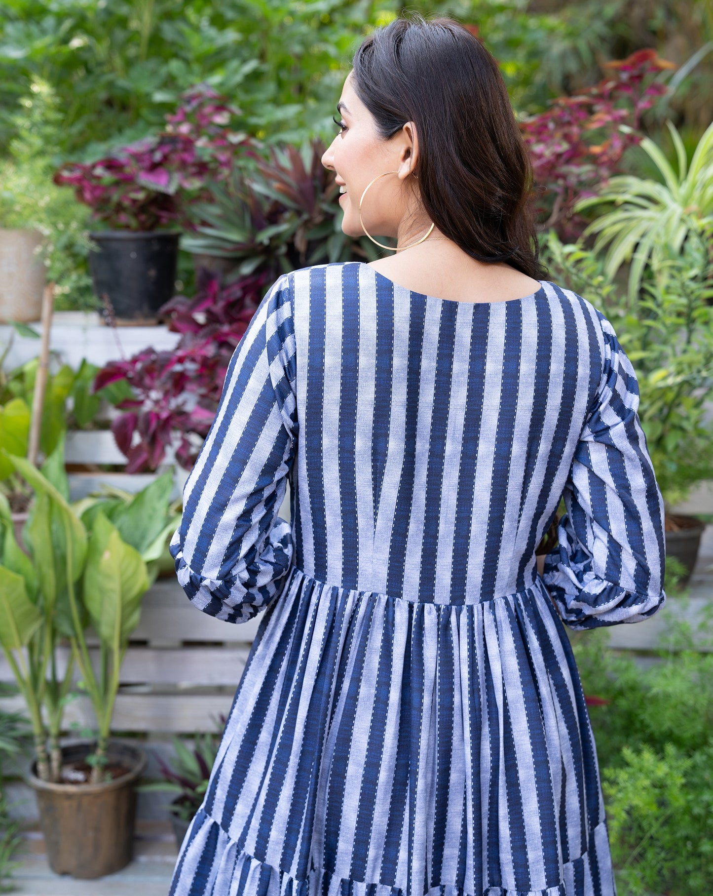 Navy Stripe Long Dress