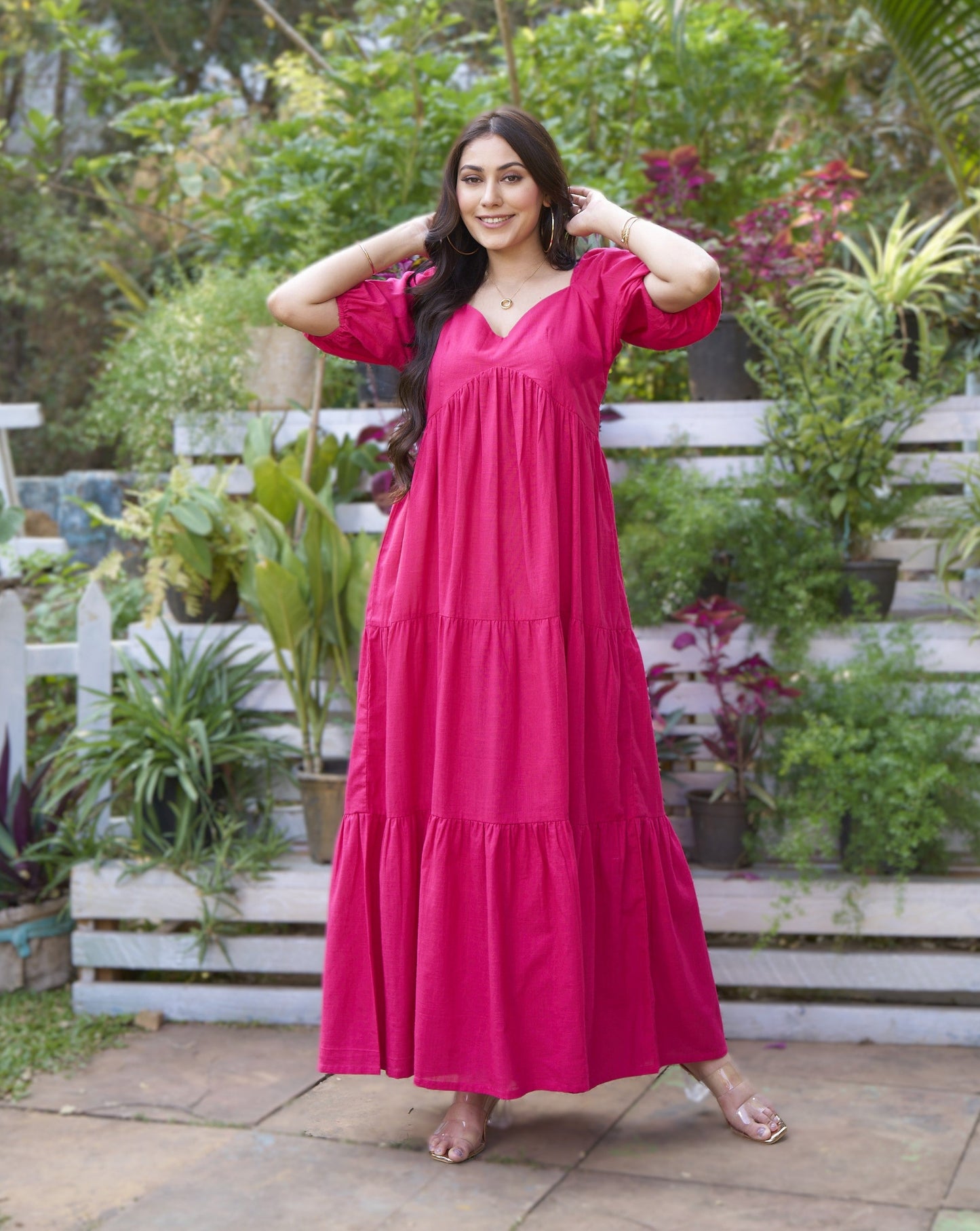 Pink Cotton Long Dress