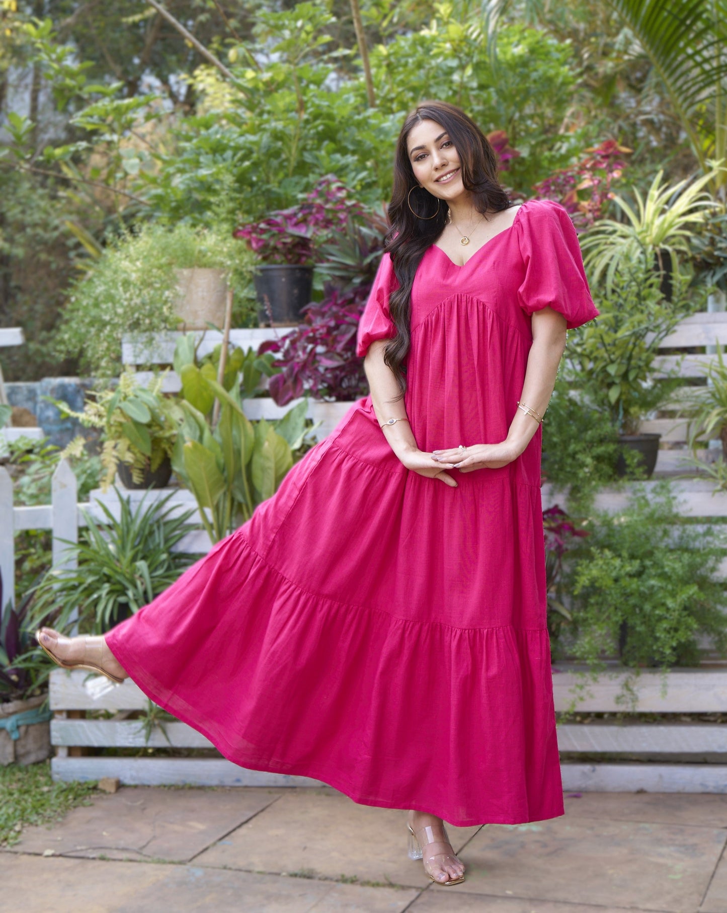 Pink Cotton Long Dress