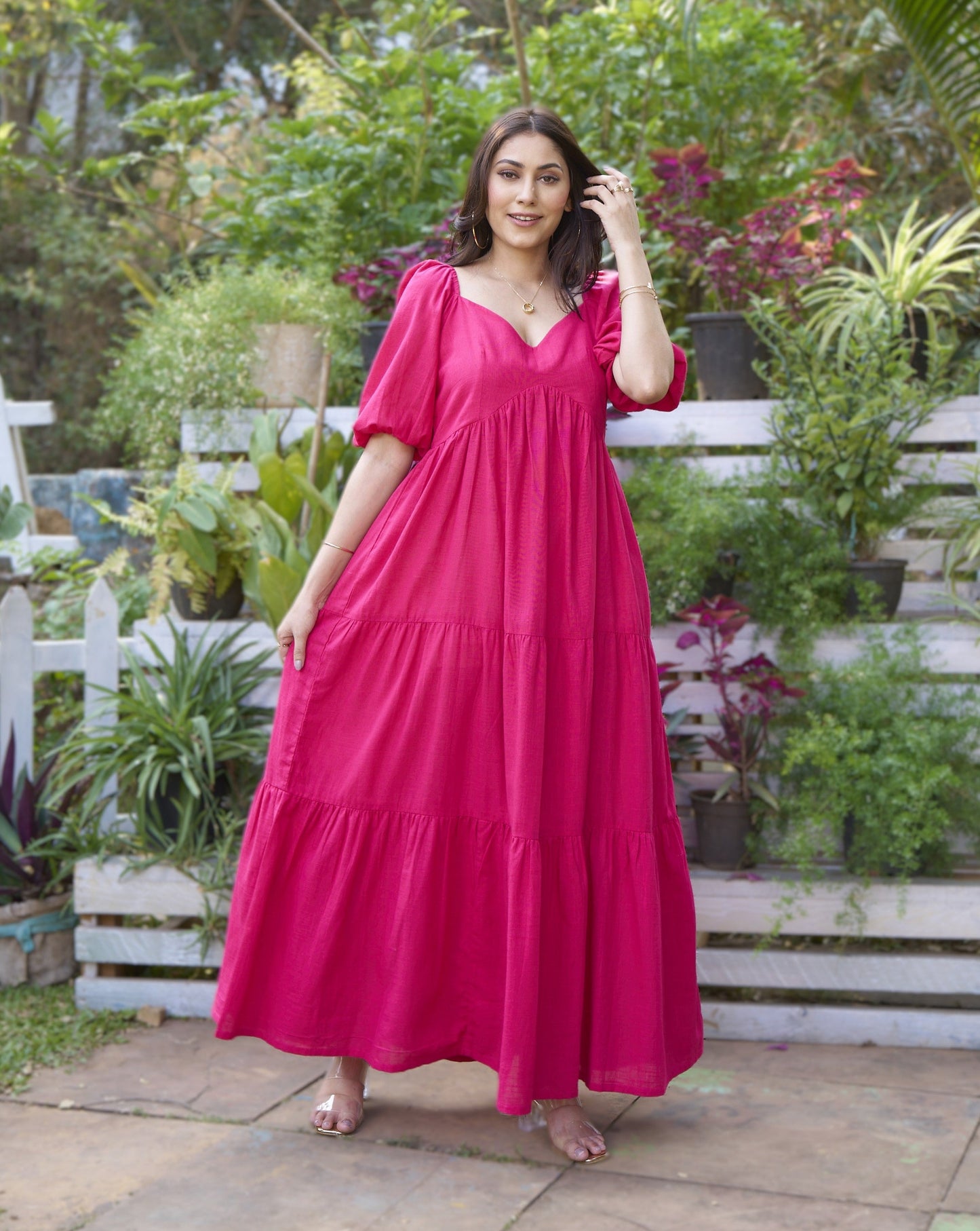 Pink Cotton Long Dress