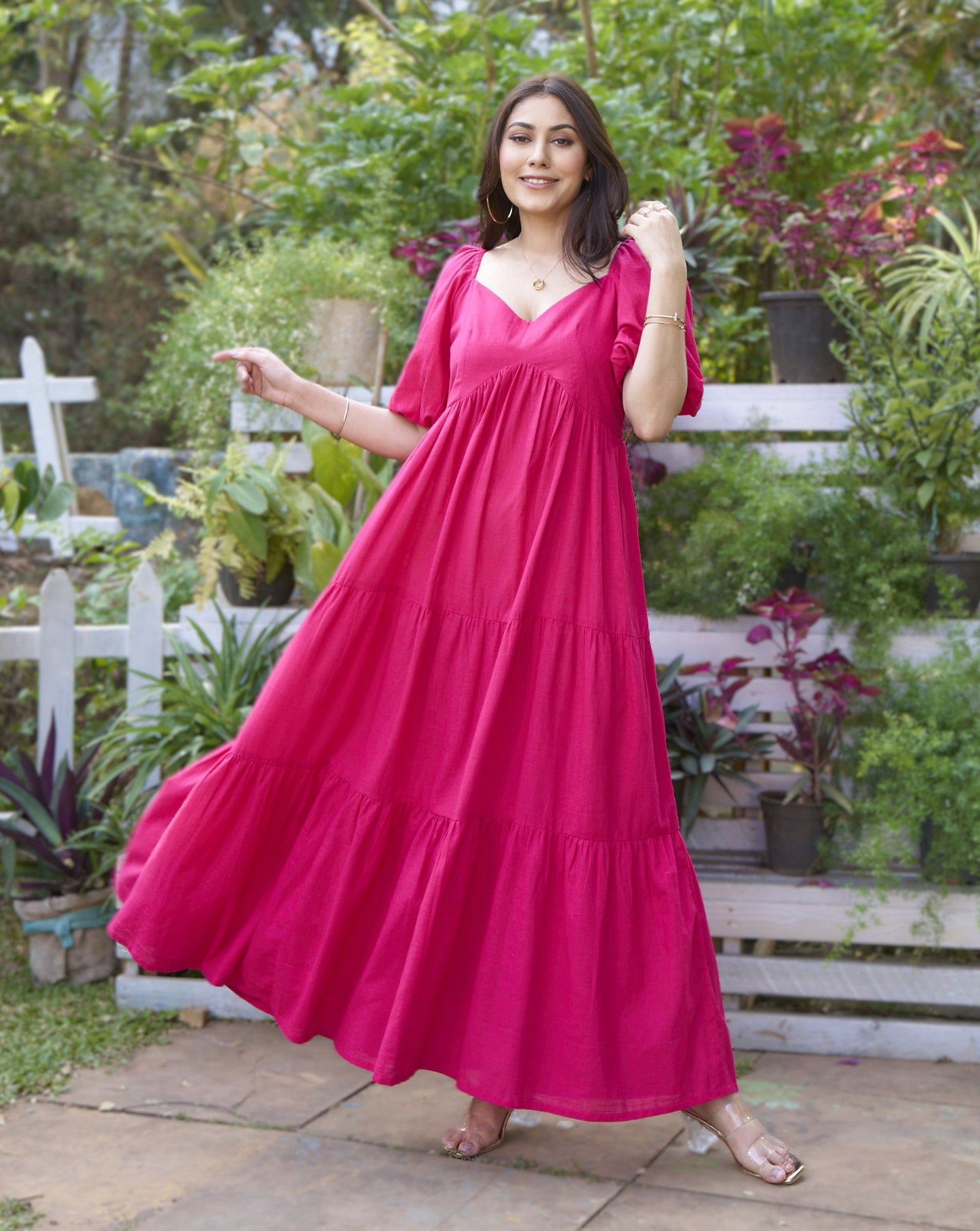 Pink Cotton Long Dress