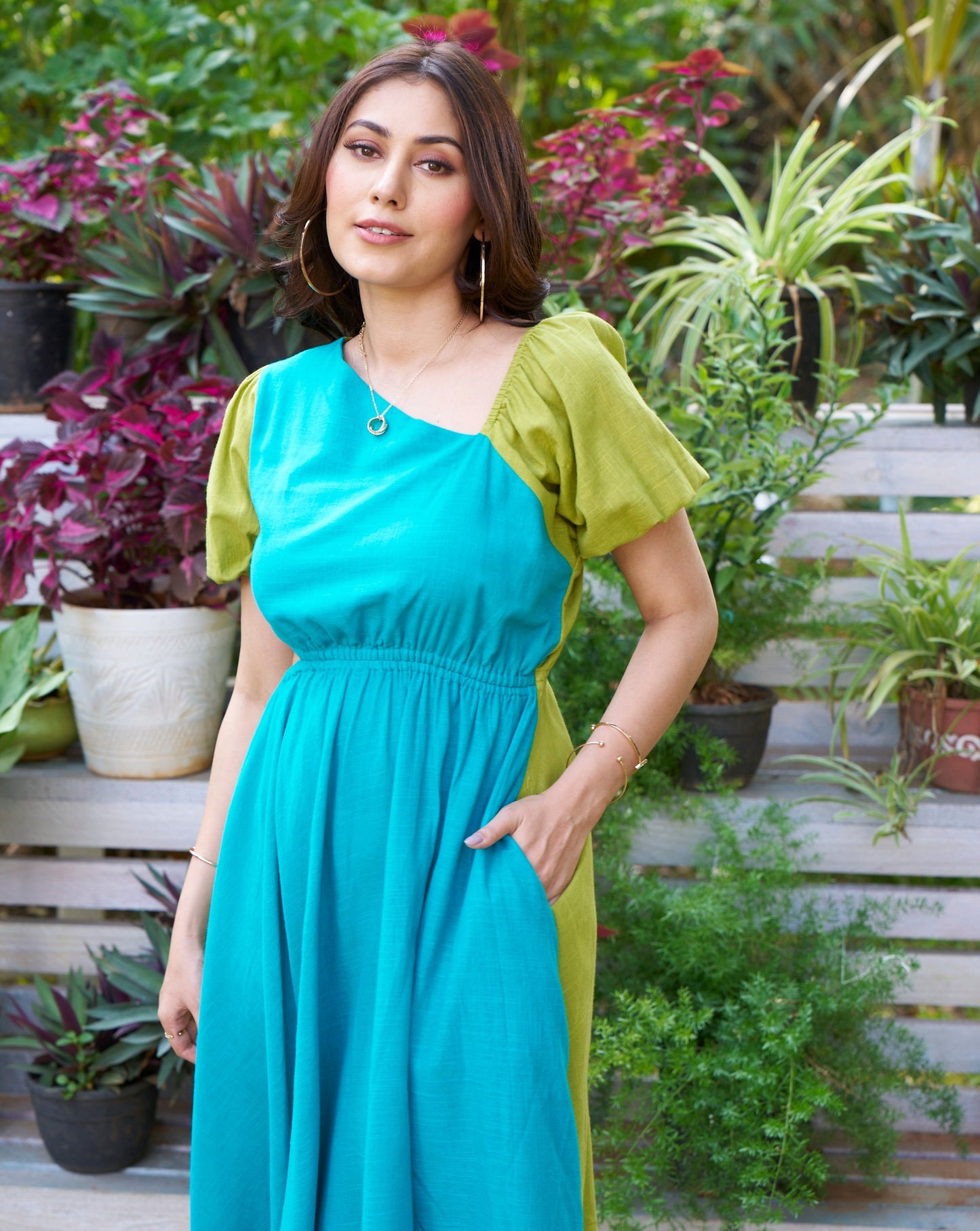 Aqua Breeze Cotton Midi Dress