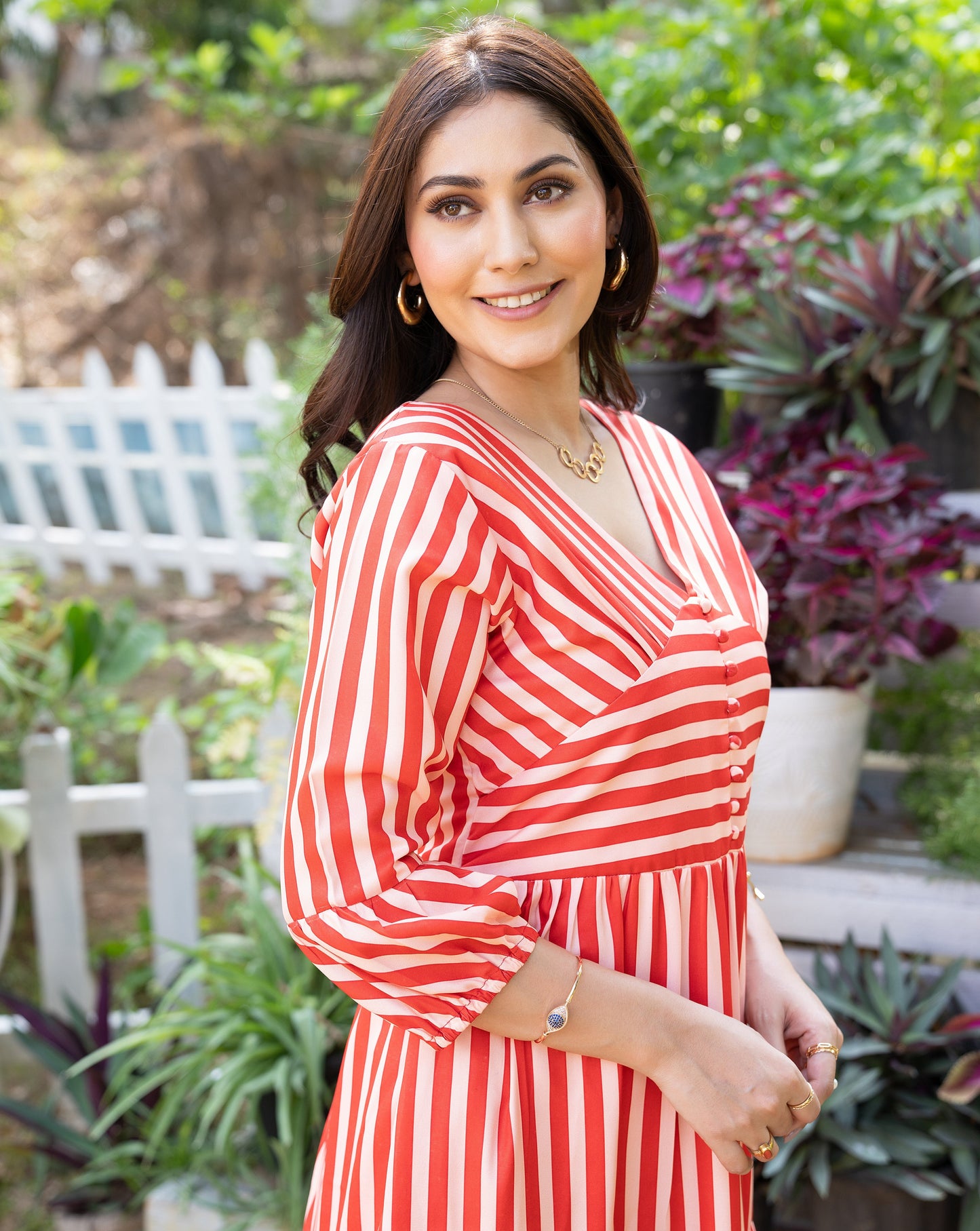 Orange Stripes Long Dress