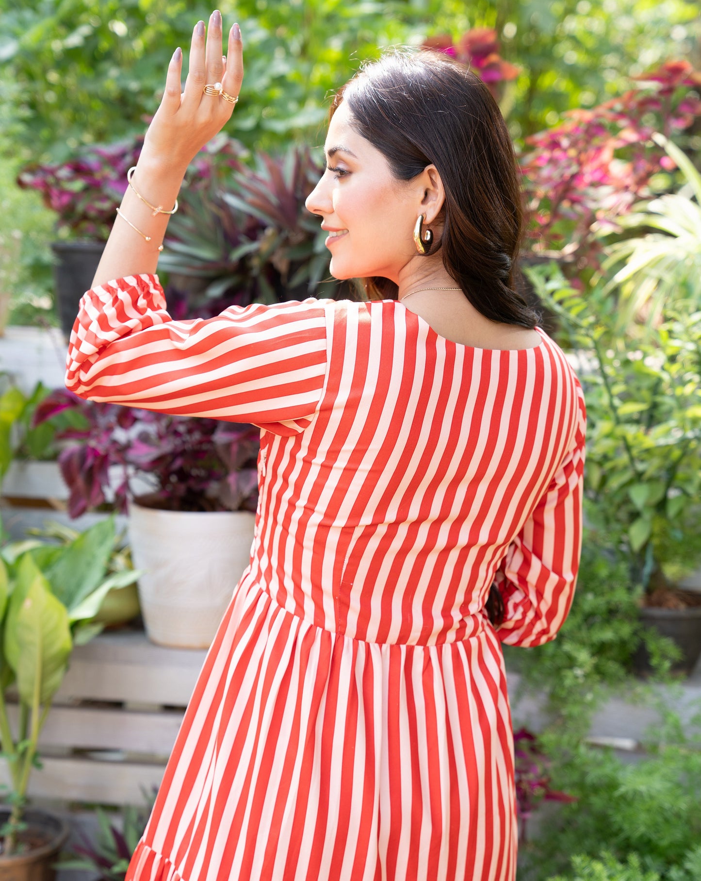 Orange Stripes Long Dress