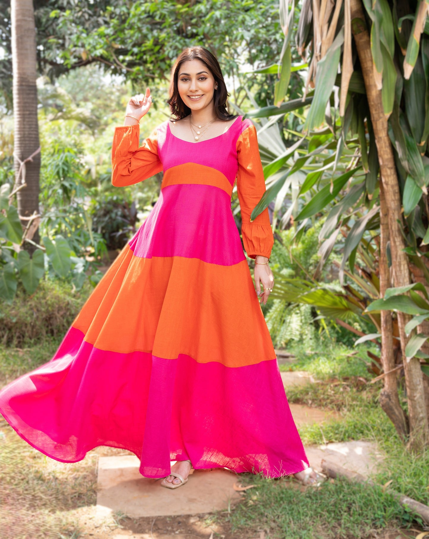 Pink Poppin Cotton Long Dress