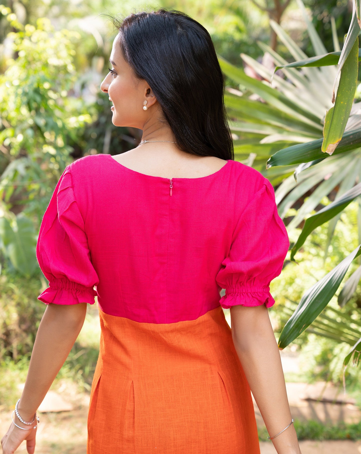 Pink Tango Cotton Midi Dress