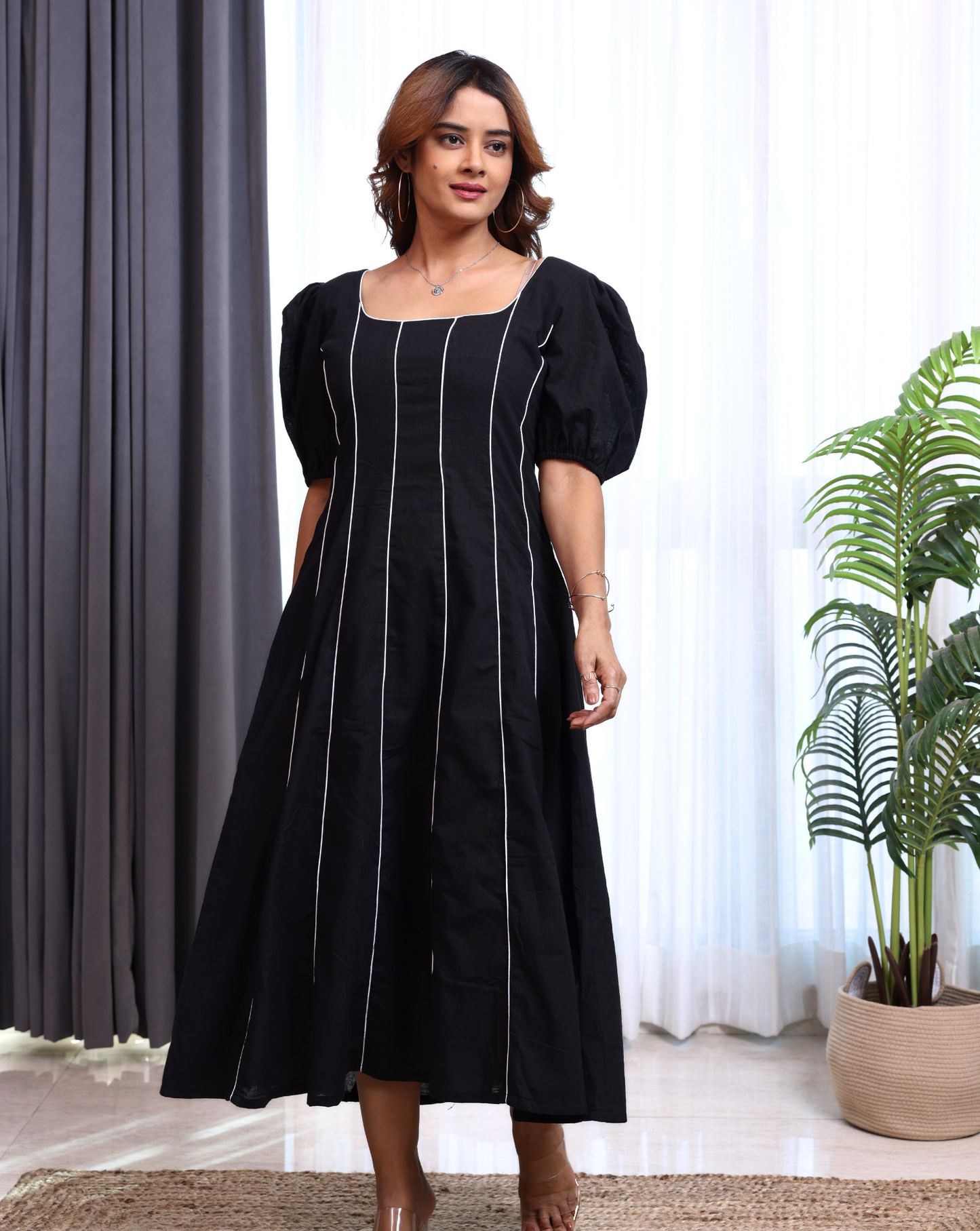 Slate Linen Long Dress