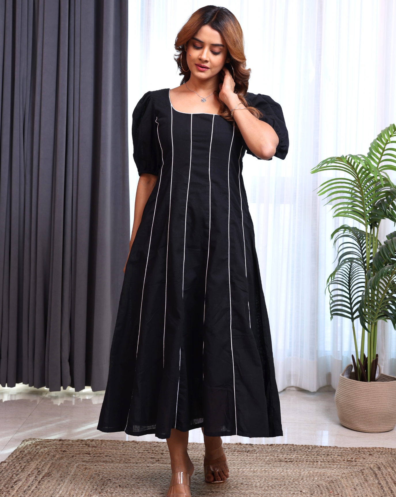 Slate Linen Long Dress