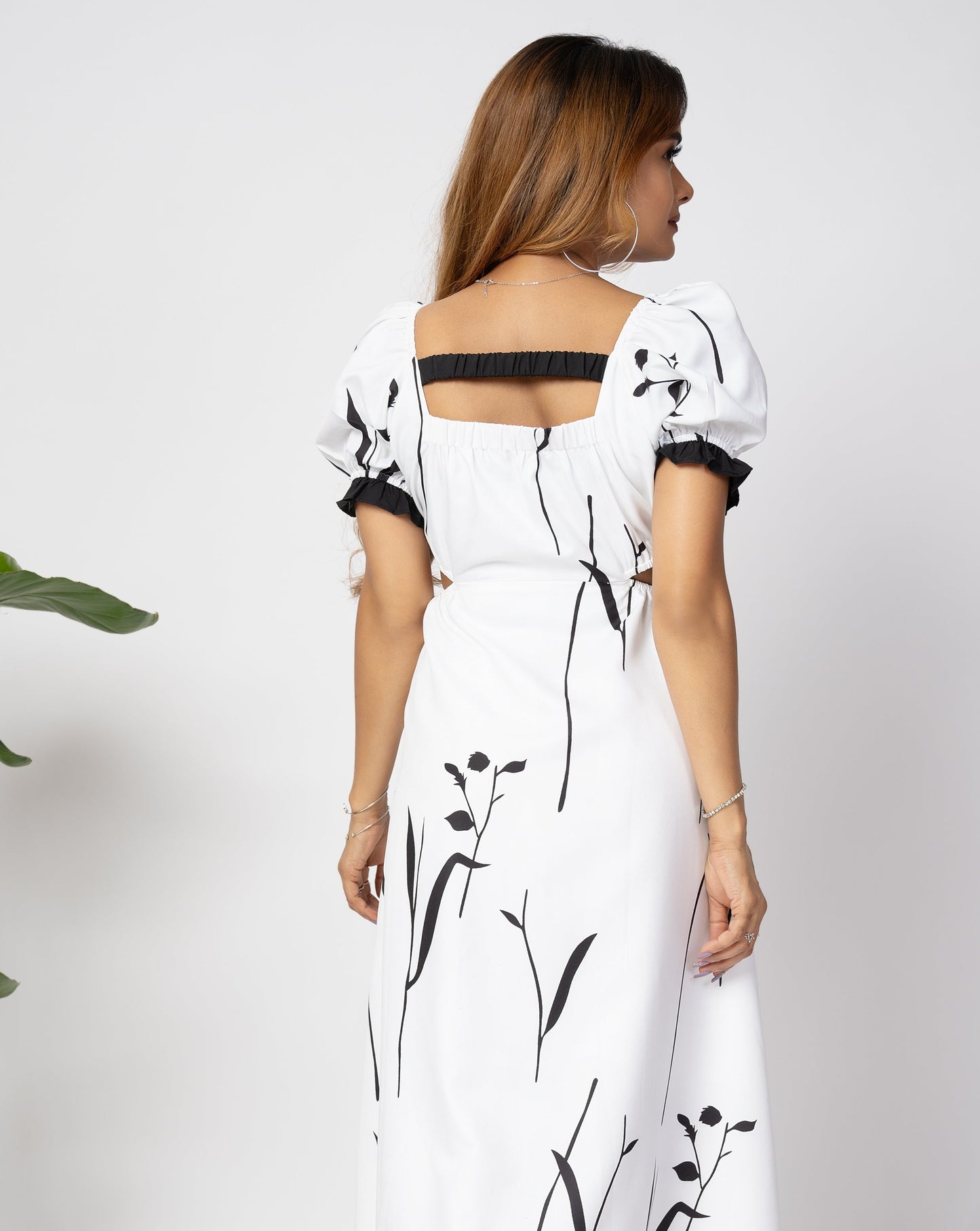 Monocrome Printed Midi Dress