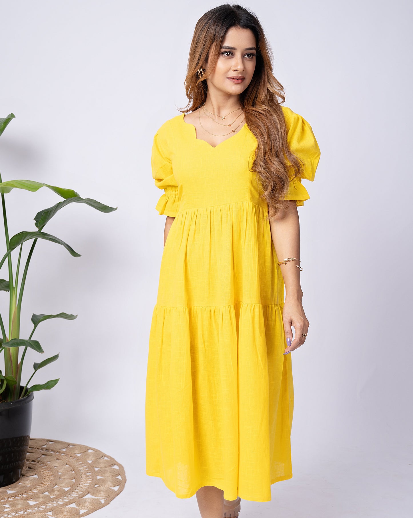 Marigold Cotton Midi Dress