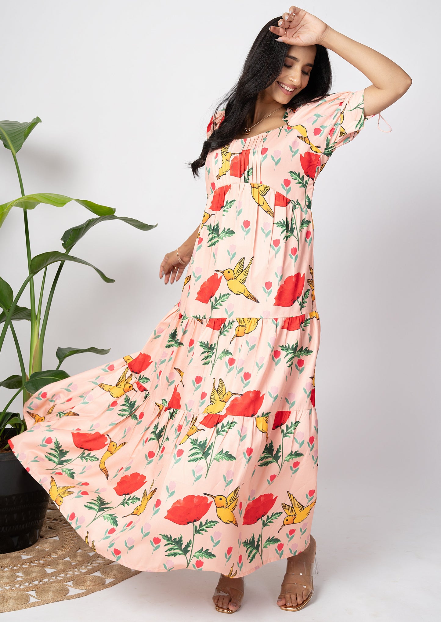 Peachy Birdy Long Dress