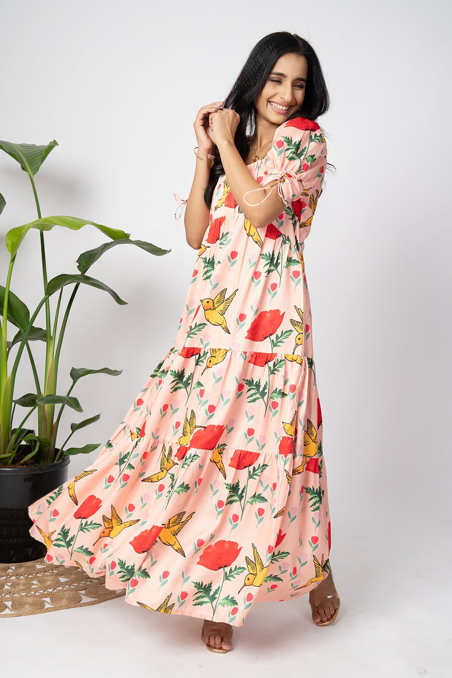 Peachy Birdy Long Dress