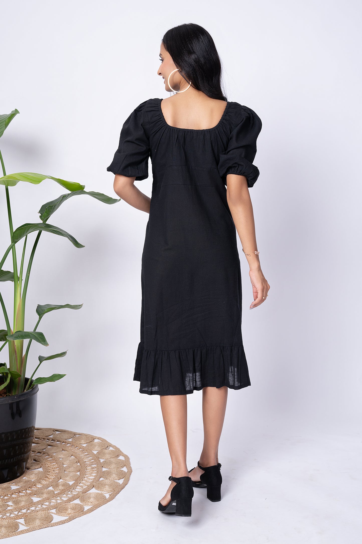 Charcoal Black Midi Dress
