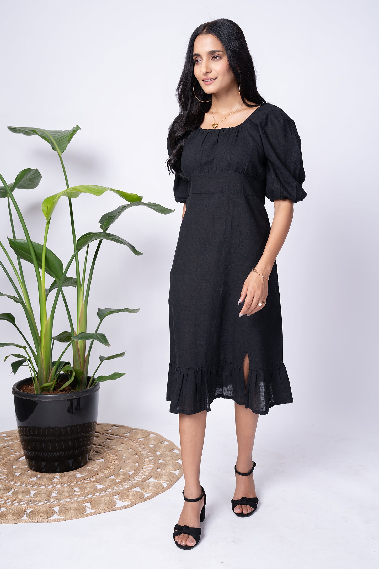 Charcoal Black Midi Dress