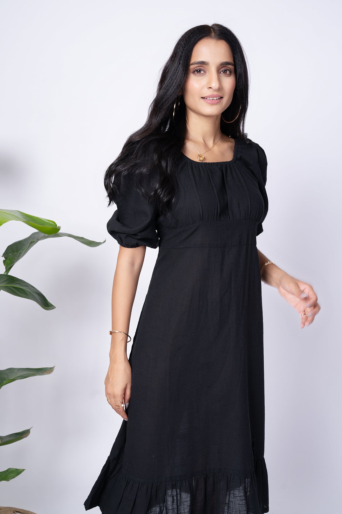 Charcoal Black Midi Dress