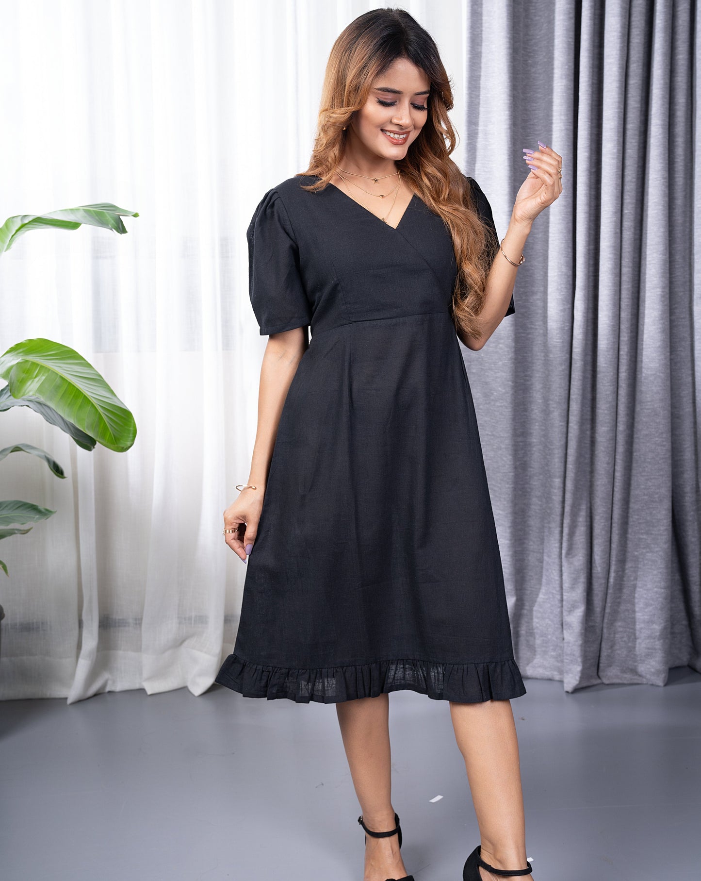 Black Swan Cotton Short Dress