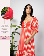 Coral Streaks Long Dress