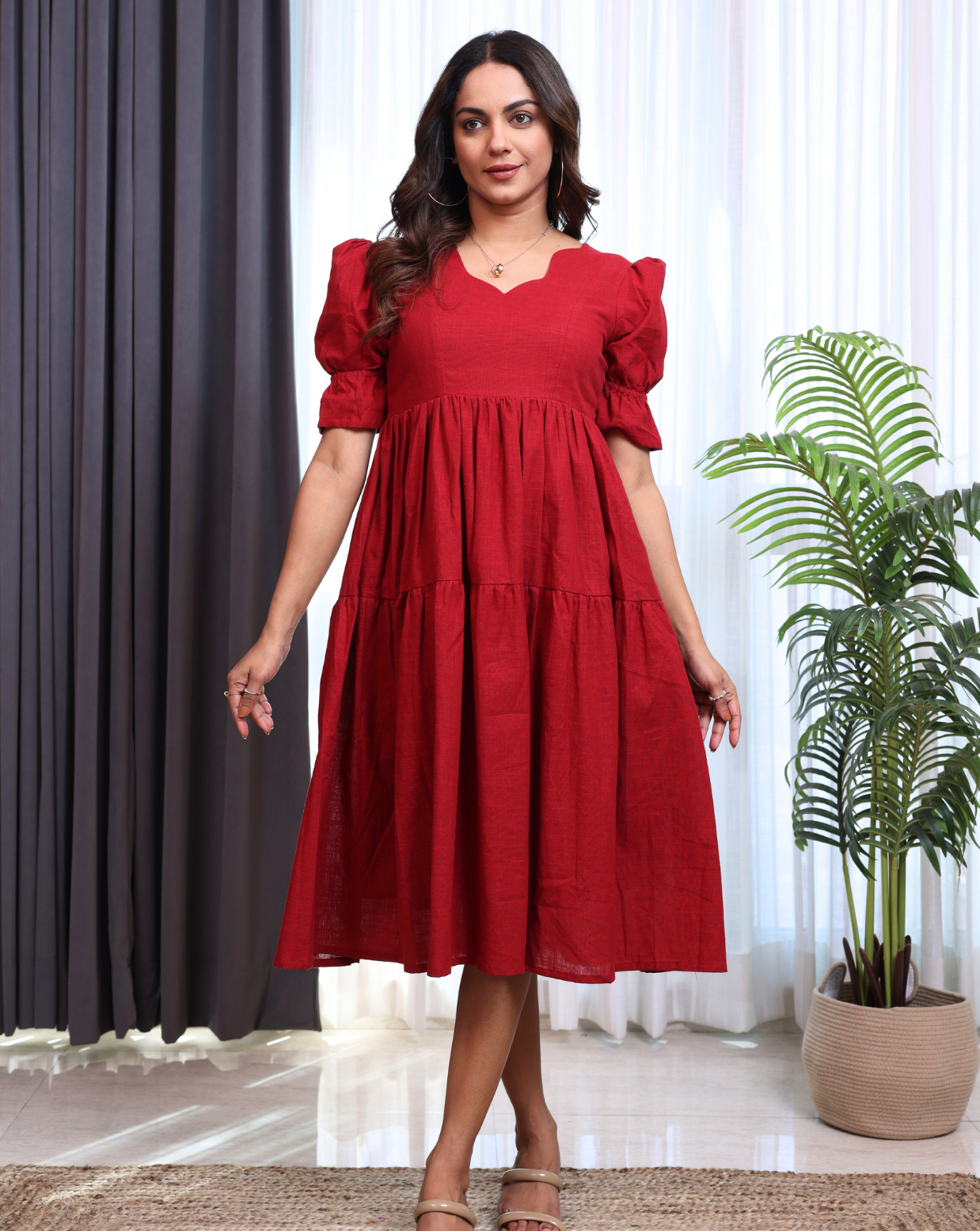 Merry Maroon Midi Dress