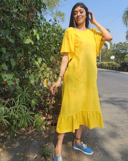 Mango Yellow Midi Dress – Label nayshas Mango Yellow Midi Dress – Label nayshas