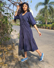 Load image into Gallery viewer, Navy khaadi flare dress
