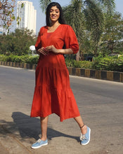 Load image into Gallery viewer, Red khaadi flared dress
