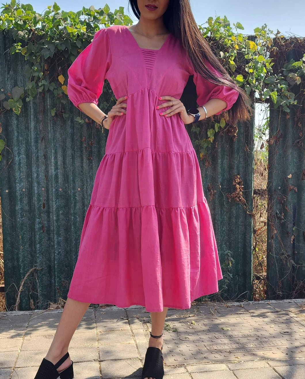 Khaadi long dress pink