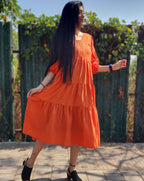Orange Slush Midi Dress