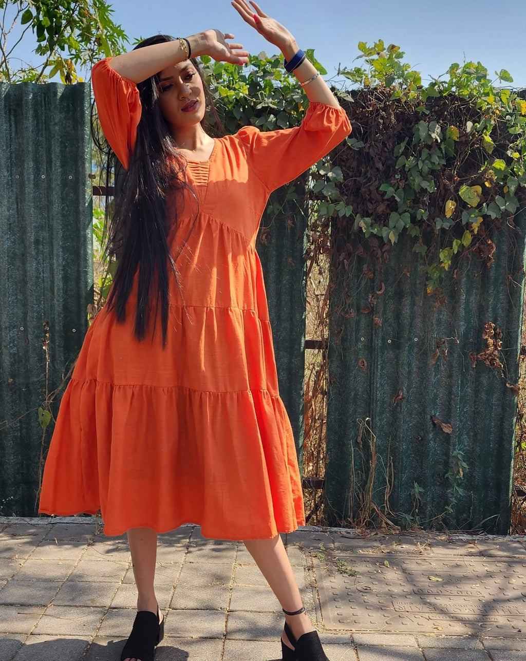Orange Slush Midi Dress