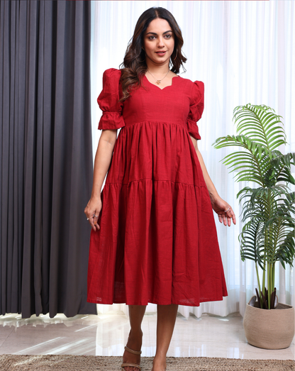 Merry Maroon Midi Dress