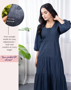 Navy Cotton Long Dress