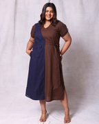 The Dual Dress-Navy/Brown