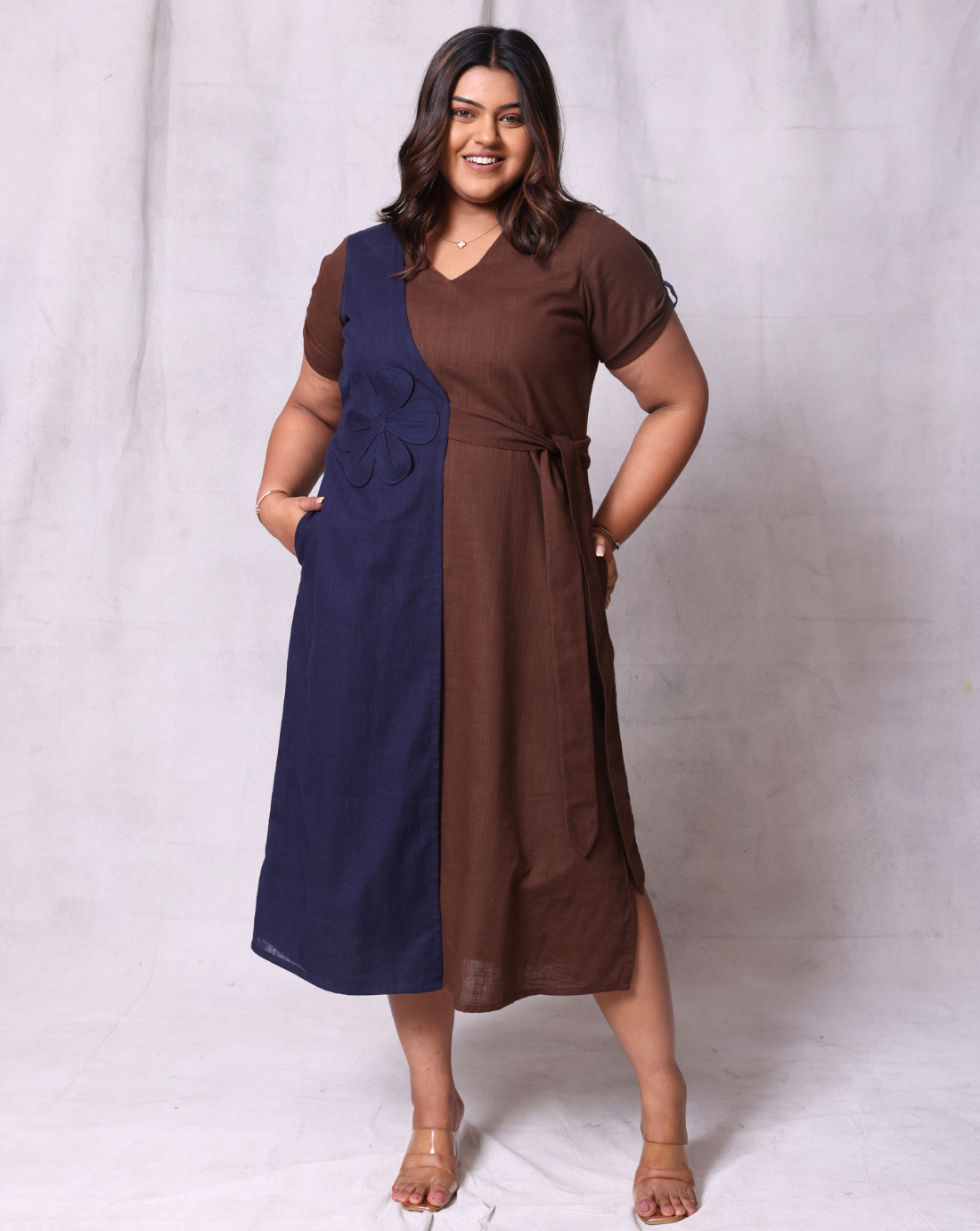 The Dual Dress-Navy/Brown