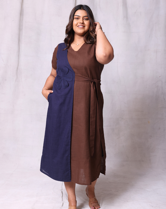 The Dual Dress-Navy/Brown