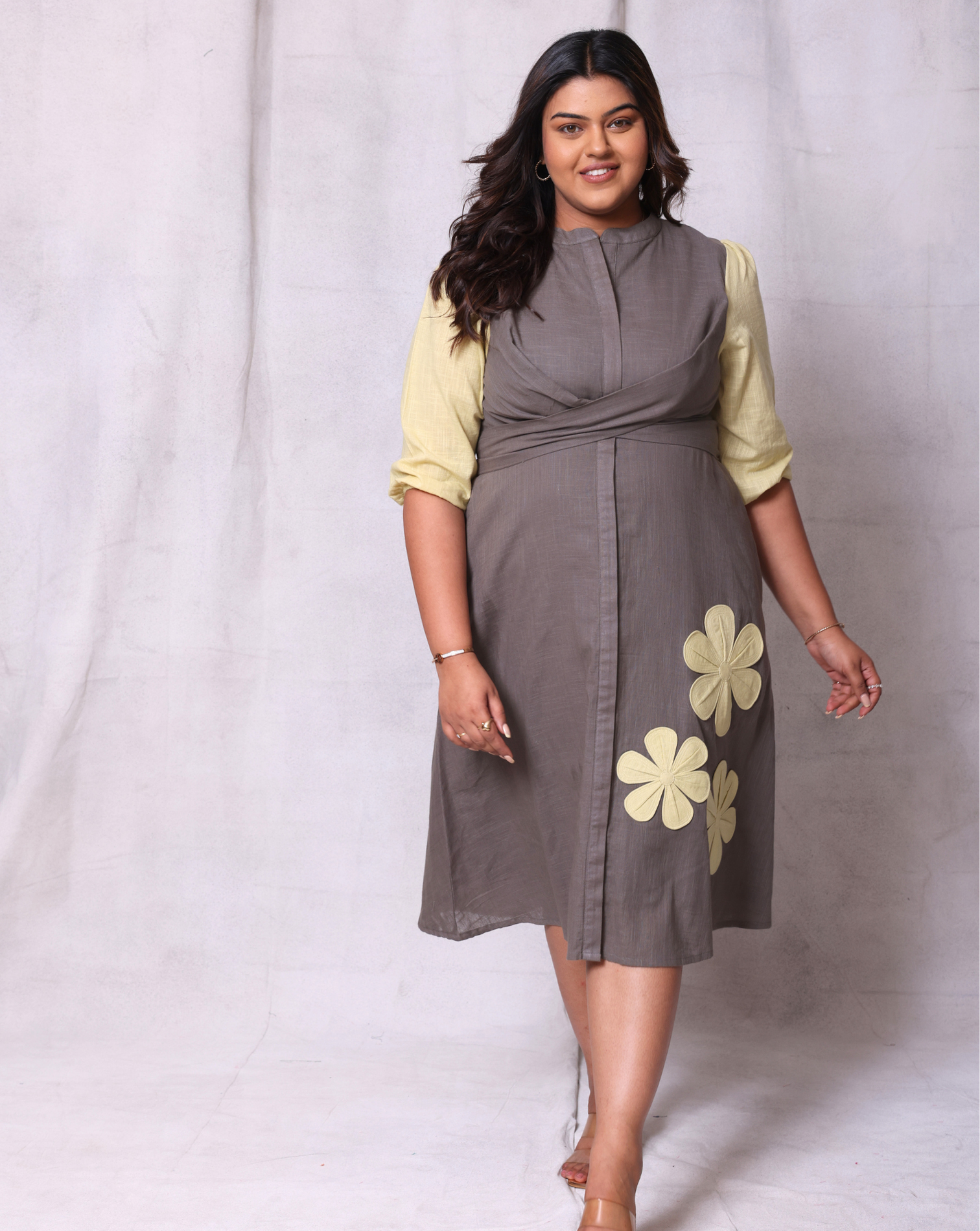Gray Bloom Short Dress